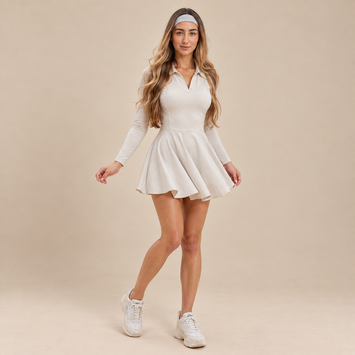 Chic Tennis Polo Dress - Long Sleeveless
